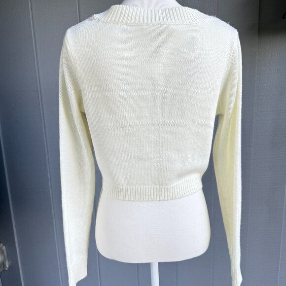 Full Tilt Long Sleeve Argyle Cardigan Cream, Light Blue and Dark Blue - Size M - Picture 3 of 7